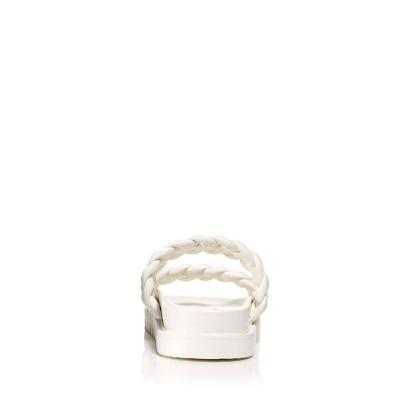 AQUA Womens White 1/2" Platform Logo Round Toe Wedge Slip On Slide Sandals 9.5 - Picture 2 of 4